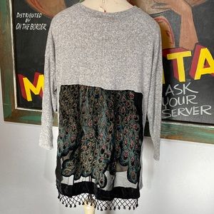 NWOT BOHO JANE Sweater with Beaded Vintage Scarf